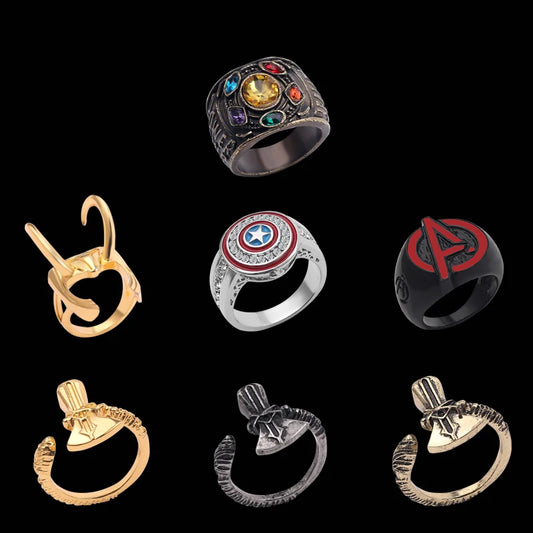 Marvel The Avengers Superhero Thor Thanos Captain Marvel Cosplay Alloy Rings Movies Jewelry Accessories Toys