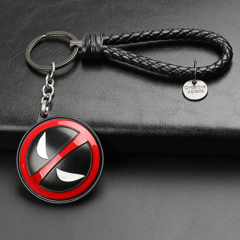 Marvel Deadpool Steel Rope Keychain Creative Surrounding Captain America Black Shield Iron Man Mask Tungsten Metal Pendant