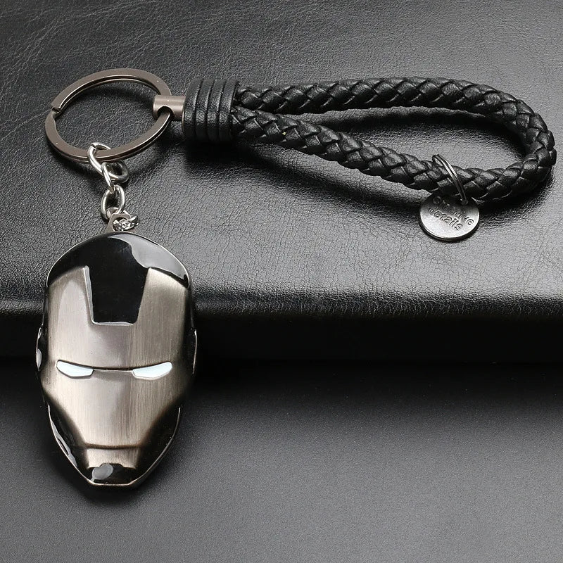 Marvel Deadpool Steel Rope Keychain Creative Surrounding Captain America Black Shield Iron Man Mask Tungsten Metal Pendant