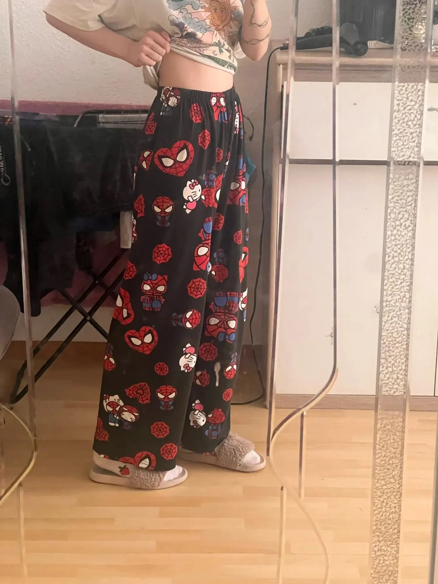 Hello Kitty Spider-Man anime pajama Pants