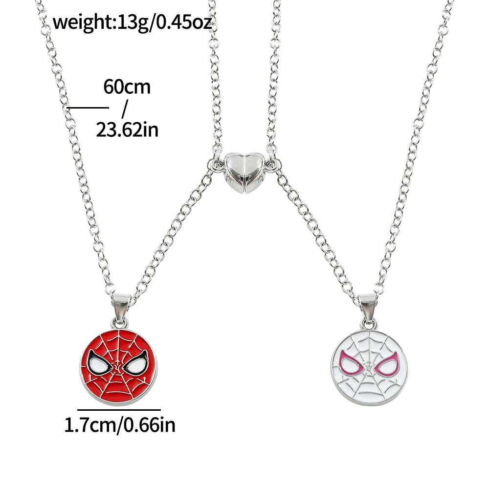 2pcs Marvel Superhero Spiderman Necklace for Best Friend Bff or Couple Necklace for Neck Accessories Gifts