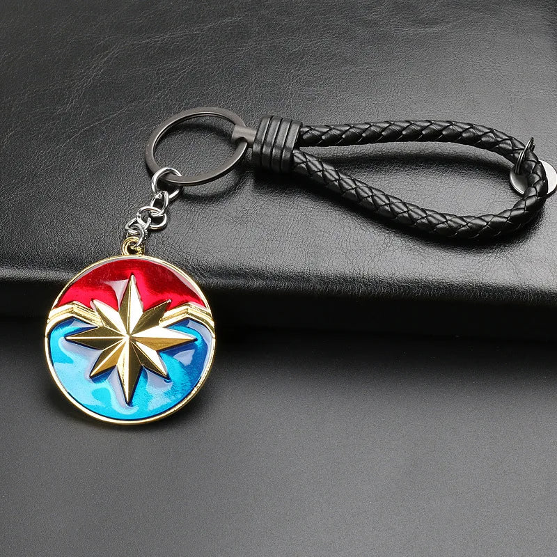 Marvel Deadpool Steel Rope Keychain Creative Surrounding Captain America Black Shield Iron Man Mask Tungsten Metal Pendant