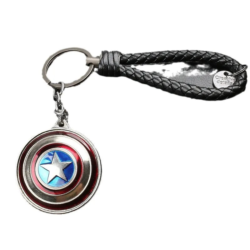 Marvel Deadpool Steel Rope Keychain Creative Surrounding Captain America Black Shield Iron Man Mask Tungsten Metal Pendant