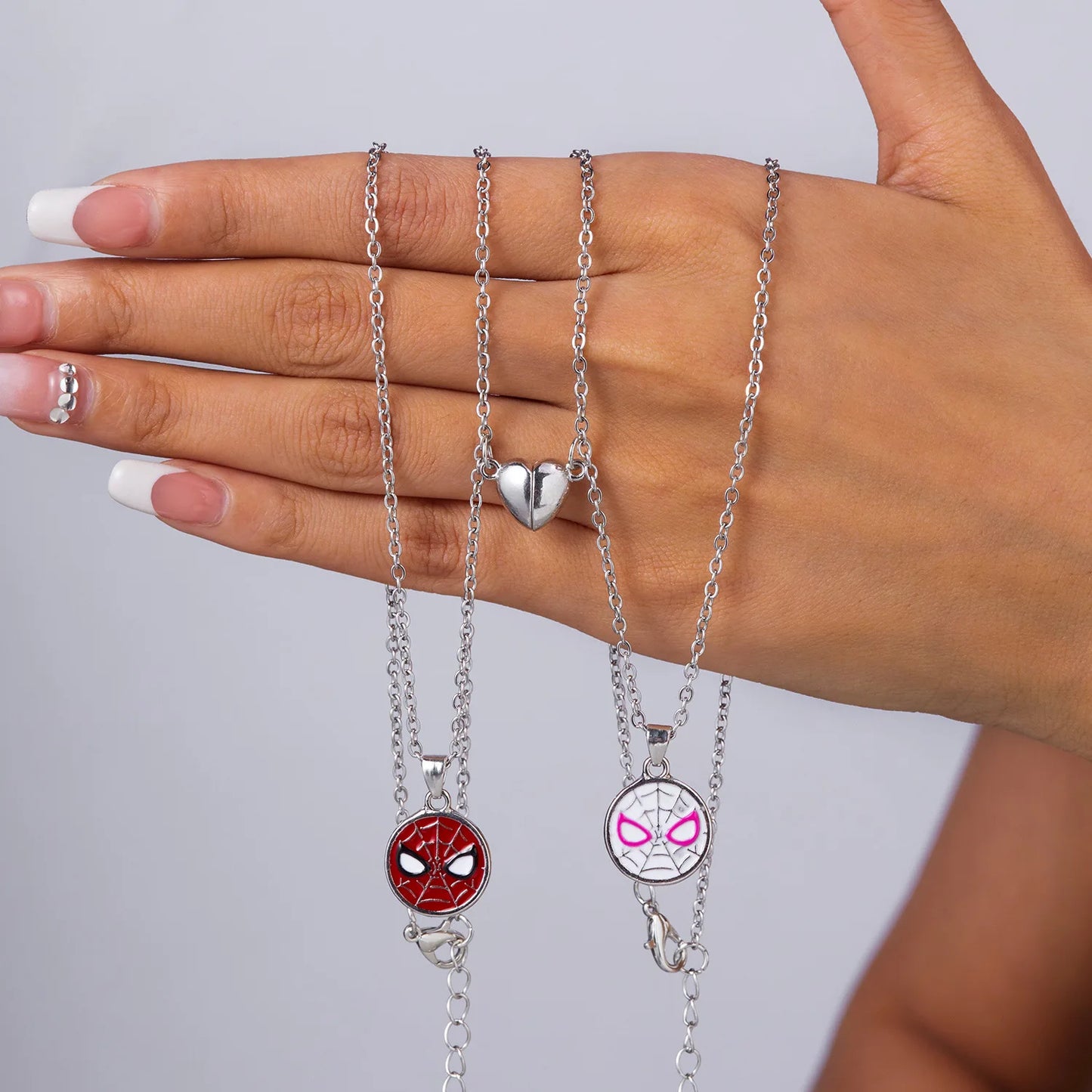 2pcs Marvel Superhero Spiderman Necklace for Best Friend Bff or Couple Necklace for Neck Accessories Gifts