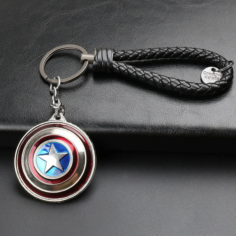 Marvel Deadpool Steel Rope Keychain Creative Surrounding Captain America Black Shield Iron Man Mask Tungsten Metal Pendant